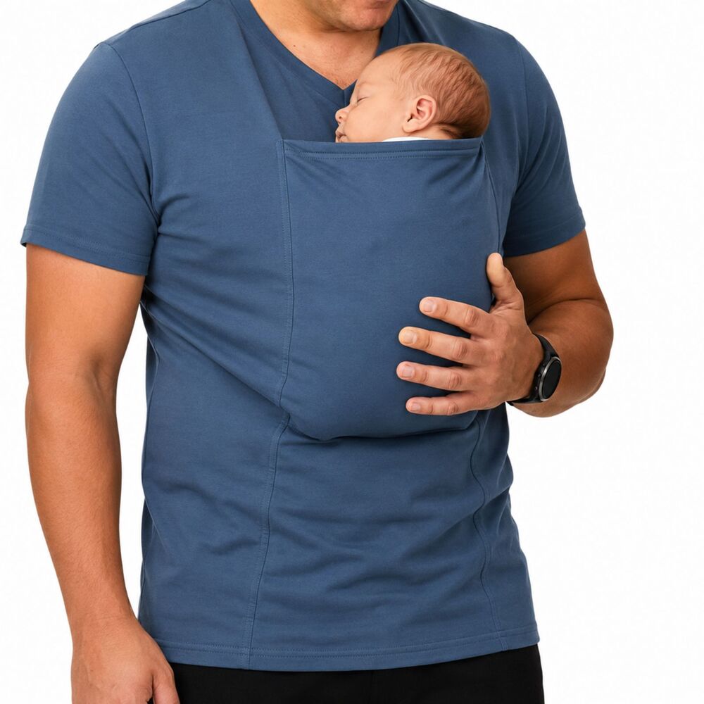 LIOR Blue Kangaroo Pouch V Neck Shirt Mens XL